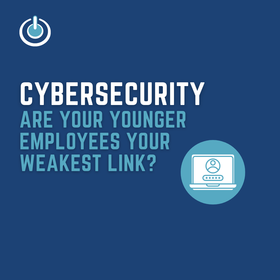 white and blog blog cover illustrating Cybersecurity are younger employees a weak leak