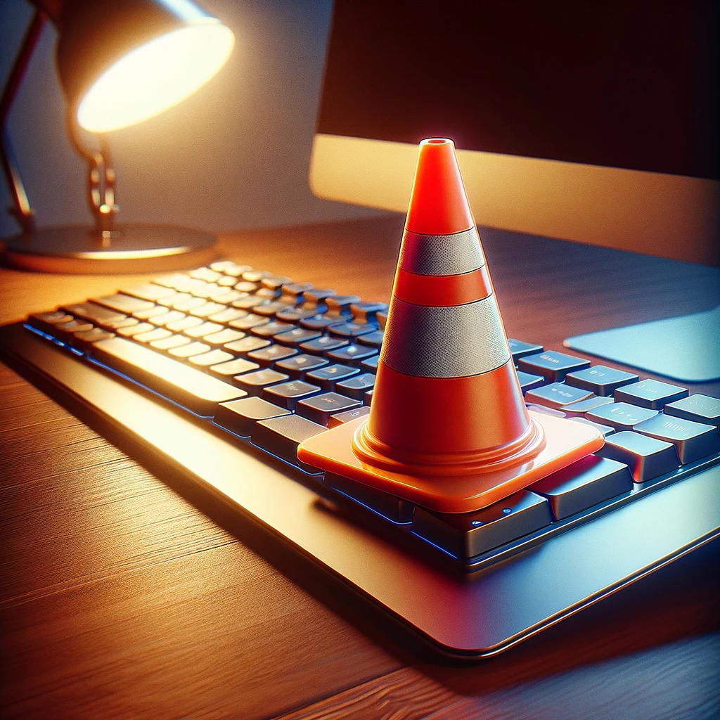 cone on keyboard - visual representation of block to action for computers